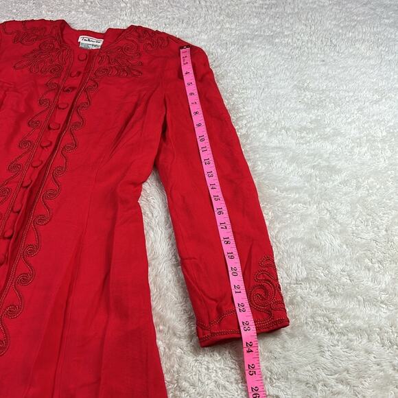 Talbots long sleeved red button down midi dress, size 8 - Picture 4 of 11